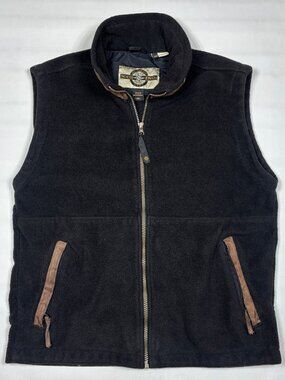 Caymus Vineyard Winery Black Fleece Vest Suede Trim North End Men's SM/MED 20x24